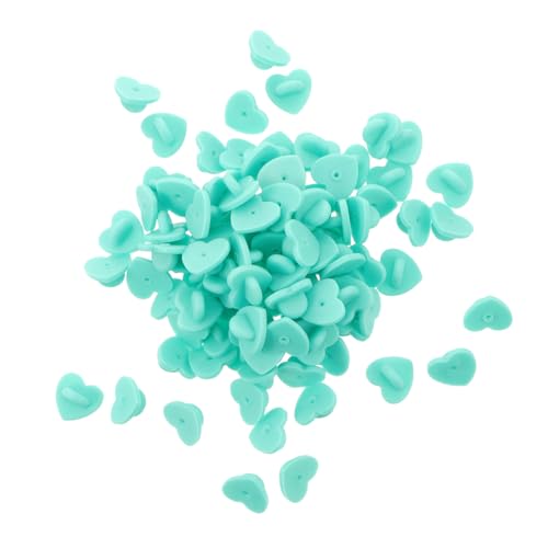 Housoutil 100pcs Heart Shape Plastic Cap Lapel Pin Backs Safety Pin Brooch Buckles Tie Tacks for Uniform DIY Jewelry Making