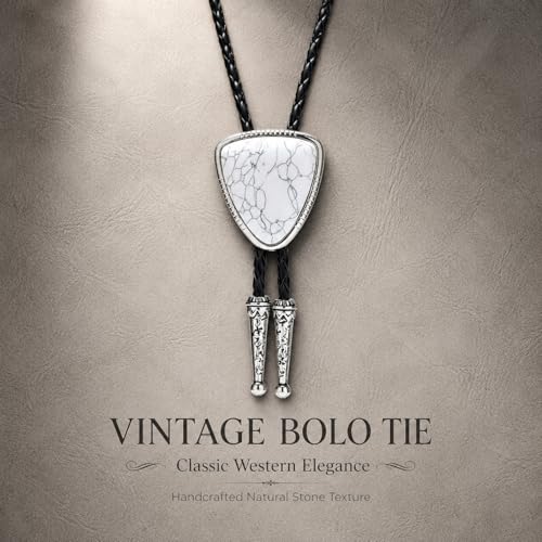 Image of Turquoise Bolo Tie for Men, Leather Braided Necktie Western Cowboy Bola Tie Costume Accessories for Men Women