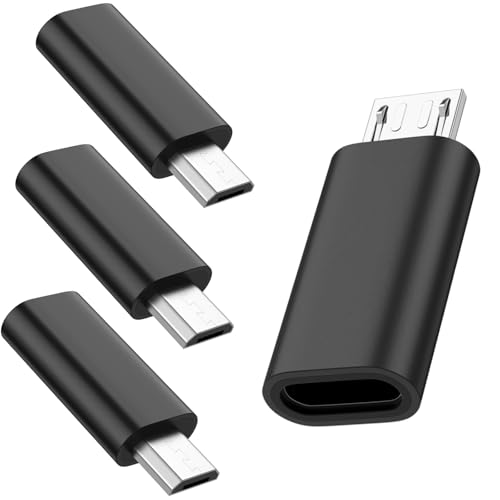 Paquete de 4 adaptadores USB C a micro USB, USB tipo C hembra a micro USB macho, sincronización de datos, compatible con Samsung Galaxy S7, S6, Note 5, Kindle, PS4, Nexus 5, 6 y dispositivos micro USB
