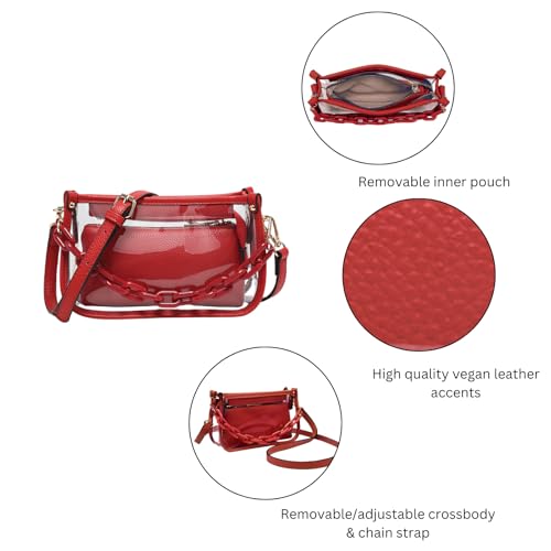 Jessica Vegan Clear Bag for Women Stadium Approved Crossbody Purses for Concerts Sports Events4