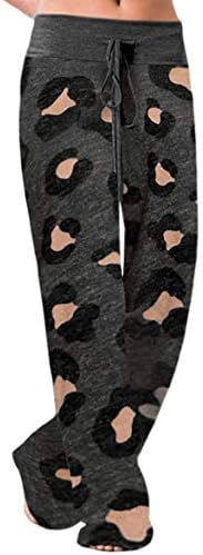 X-Image Women's Comfy Casual Trousers Plus Size Floral Print Wide Leg Drawstring Palazzo Lounge Pajama Pants Grey 6, 4X