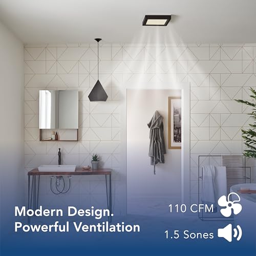 Image of Broan-NuTone 110 CFM Decorative Bathroom Exhaust Fan with LED Light and Matte Black Trim, ENERGY STAR certified