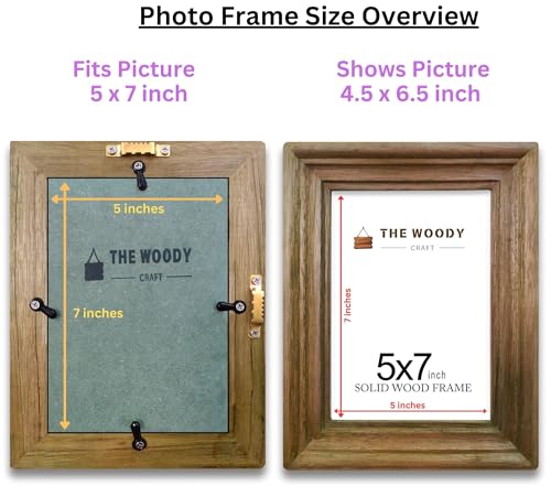 Image of Photo Frame 5 x 7 inch | Frame for Wall Decoration | Small Frames | Brown Wooden Frame for Wall | Elegant Decor for Living Room & Bedroom, Gift for Friends and Family (5x7 inch, Brown)
