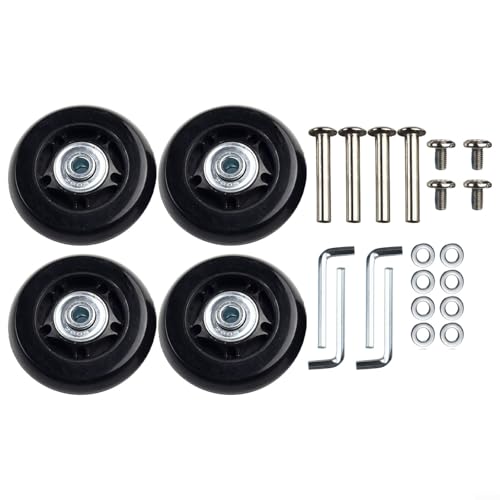 4pcs Luggage Suitcase Replacement Wheels, 45/50/60mm Rubber Roller Wheels, Super Silent, Black, Rubber, 50MM, 20-50 lbs (9-23 kg) per wheel set