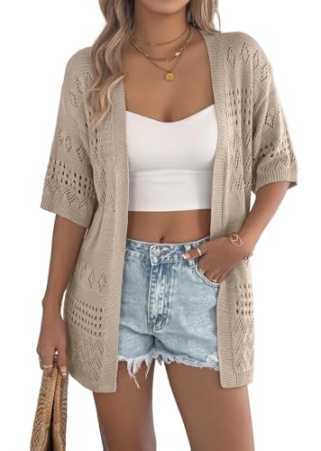 QegarTop Crochet Cardigan Sweaters for Women 2025 Trendy Summer Cover Ups Lightweight Soft Beach Kimonos Vacation Outfits
