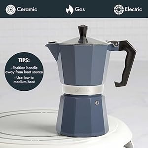 Primulaclassicstovetopespressoandcoffeemakermokapotforitalianandcubancafebrewinggrecacoffeemakercafeteras6espressocupsblue Urban Country Home Decor Primula classic stovetop espresso and coffee maker moka pot for italian and cuban cafe brewing greca coffee maker cafeteras 6 espresso cups blue urban country home decor