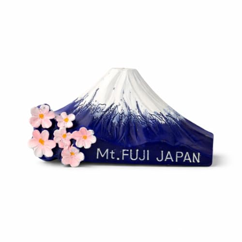 Imán de nevera Monte Fuji con flor de cerezo en resina 3D miniatura 1