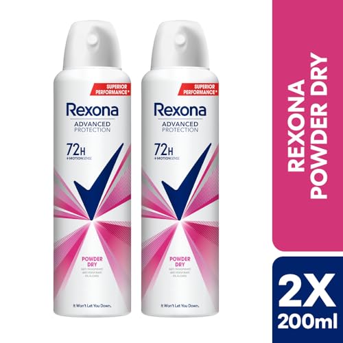 Image of Rexona Advanced Protection Powder Dry | 0% Alcohol | 72H +MotionSense | For Women | 200 ML (Pack of 2)