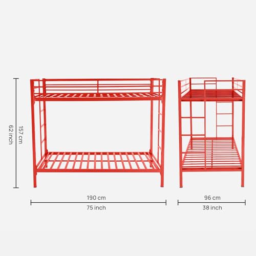 Image of Pilio Twin Over Twin Metal Bunk Bed | Bunk Bed Without Storage for Kids & Adult | Double Decker Bed for Kids Room | Space-Saving Twin Bunk Room| Bunker Bed Frame (Mattress Included)