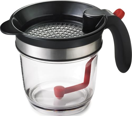 Curver Cuisipro 747301 Séparateur à Graisse Acier Inoxydable Noir/Rouge/Transparent 28 x 28 x 18 cm