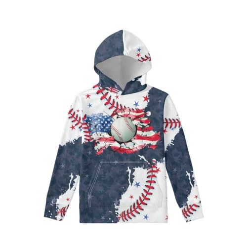 Image of WELLFLYHOM Boys Hooded Sweatshirts Hoodie Pullover Cool Graphic Crewneck Blouses Size 6-16