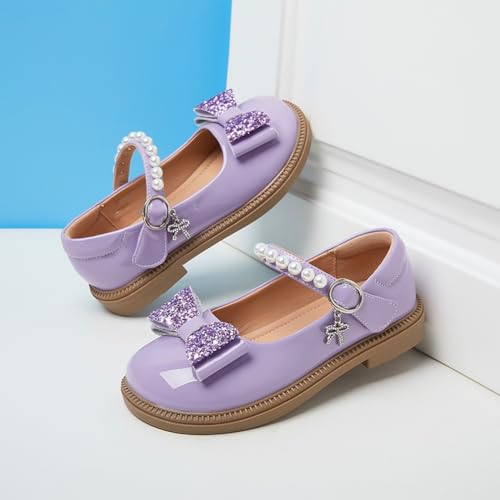 Toddler Girl's Bow Princess Dress Shoes Wedding Party Flower Girl Mary Janes Ballet Flats for Kids2