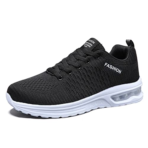 TOPSSCTR Mode Turnschuhe Schuhe für Herren Laufen Walking Workout Tennis Trainer AIR Cushion Lace-up Leicht Atmungsaktiv Bequem, Schwarz/Weiß Größe 46-23cm Cover