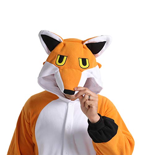 Dressfan Animal Fox Onesie Fox Costume Cosplay Costume Fox Pajamas One Piece Sleepwear Orange For Unisex Adults Teens Kids #TOP5