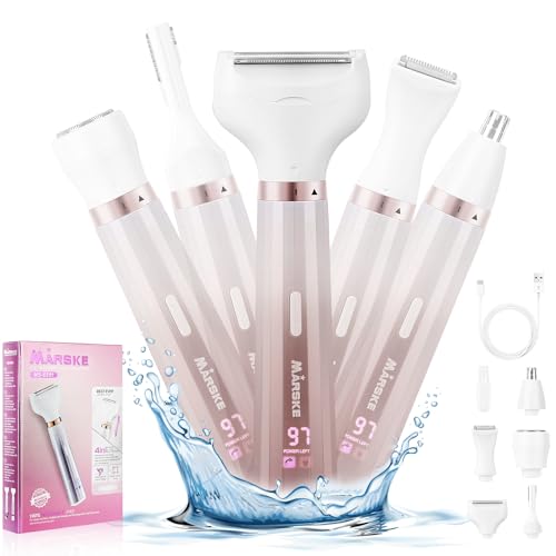 Electric Razors Shavers for Women, Bikini Trimmer 5 in 1 Lady Electric Shaver Razor Wet/Dry Face Razors for Face Nose Eyebrow Arms Armpit Legs Pubic Hair Area Painless Facial Hair Removal for Women