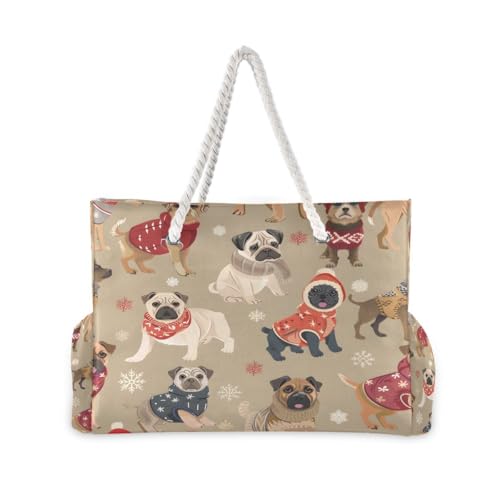 Large Beach Bags Totes Canvas Tote Shoulder Bag Dogs Clothes Water Resistant Bags for Gym Travel Daily2