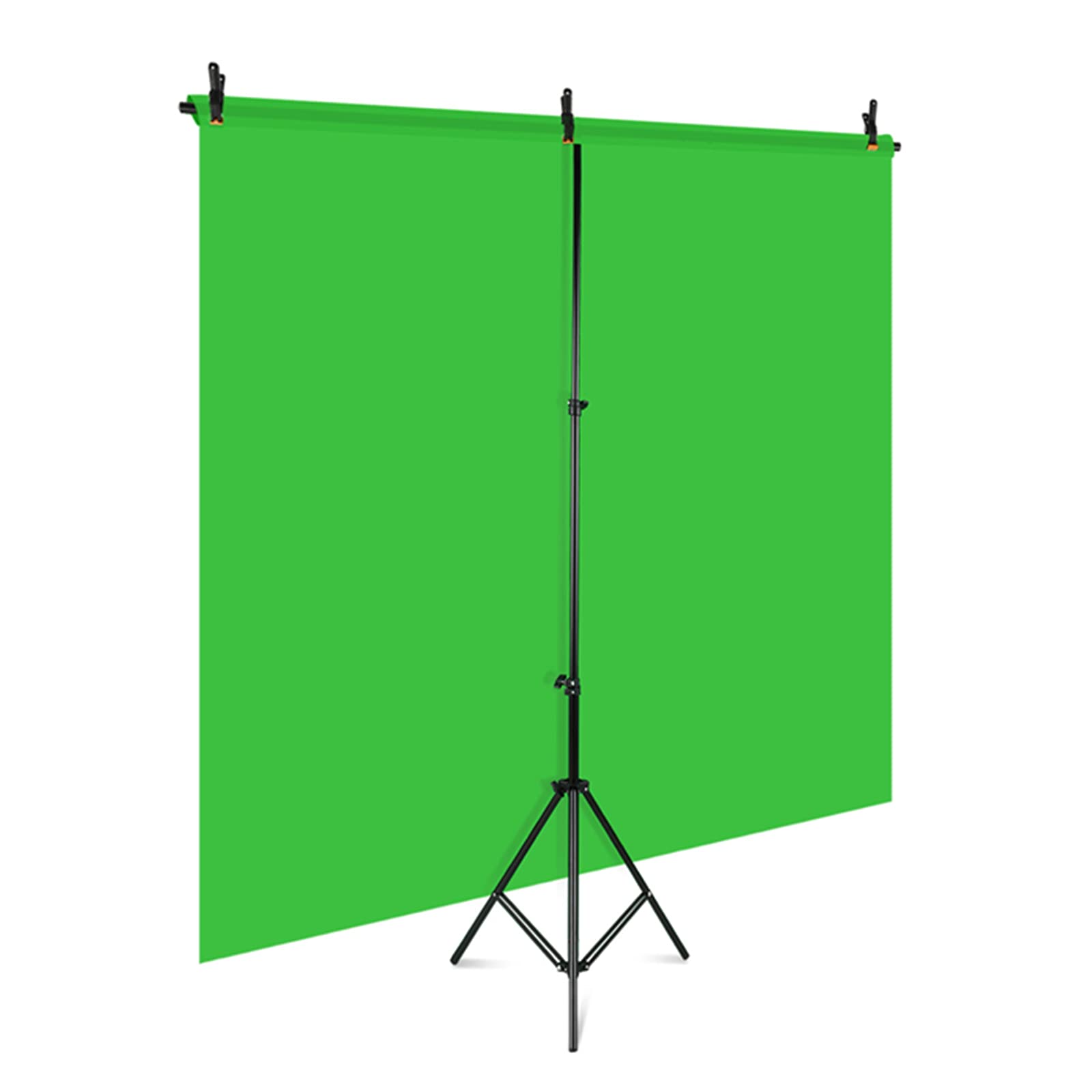 Andoer Kit de fond pour studio photo - 1,5 x 2 m - Fond vert - Avec support en forme de T - 3 pinces de fond pour photo et vidéo YouTube