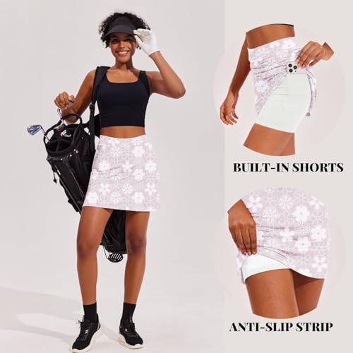 Image of Ekouaer 16 inch Golf Skorts for Woman with Inner Pockets Silicone Grippers Tennis Skirt Quick Dry Athletic Pickleball Skort