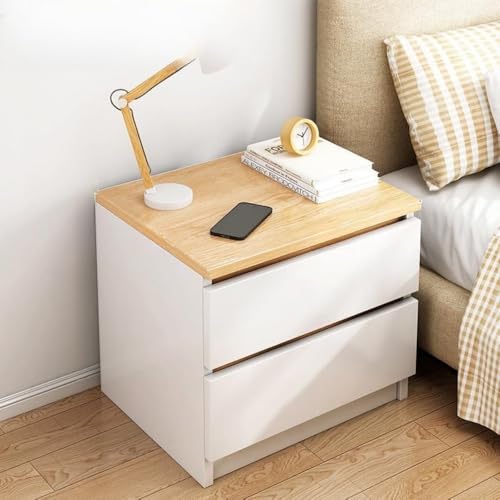 YOULINES キャビネット 木製のナイトスタンド/サイドテーブル コンパクトで小さく シンプルで ノルディックなファッションスタイル。大容量の二段式引き出し収納、ベッドサイド収納で、小物を収納でき、寝室のベッドサイドやソファの横に適しており、汚れに強く