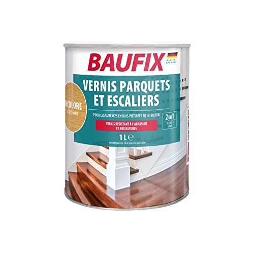 BAUFIX Vernis parquets et escaliers incolore, satinée mate, 1 litres, Soin du...
