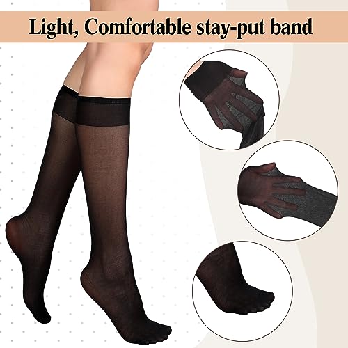 Image of 50 Pairs Nylon Sheer Knee High Stockings for Women Girls Reinforced Toe Socks Compression Stretchy Knee Highs Bulk
