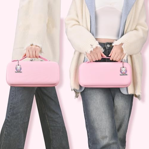 innoAura Etui Switch 2 na konsolę NS Switch 2 (2025), przenośny zestaw akcesoriów Switch z etui Switch i 9 miejscami na karty do gier, twarde ochronne etui podróżne i do przechowywania Switch 2(różow)