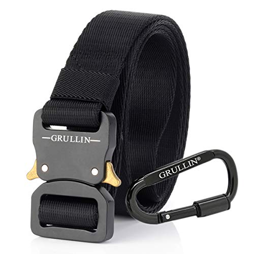 GRULLIN Männer Taktische Nylon gürtel, Militär Rigger Hüftgurt, Nylon Gurtband Molle EDC Clip Gürtel (Schwarz)