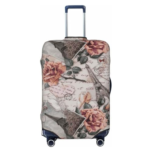 Flower Paris Eiffel Tower Print Luggage Suitcase Covers Elastic Washable Luggage Protector Luggage Covers For Suitcase