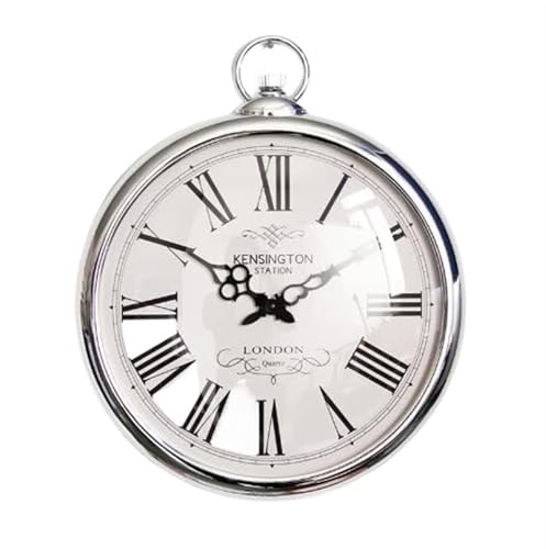 Retro Large Wall Clock Silver Pocket Watch Wall Clock- Perfect
