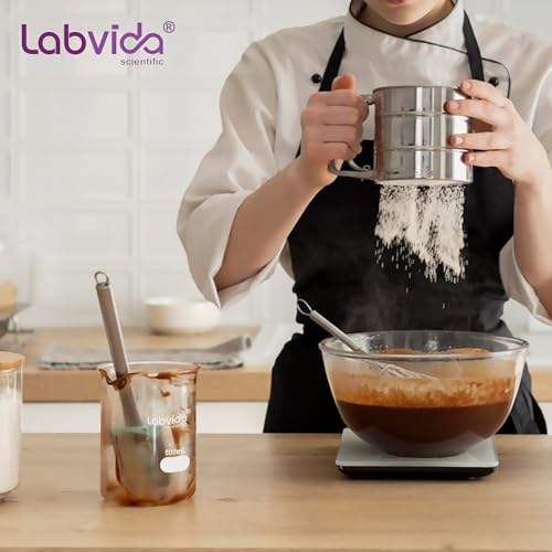 Labvida 4pcs 250ml Upgrated Thick Glass Beakers, Griffin Low Form Beaker Set with Double Scale, 3.3 Boro, LVA009