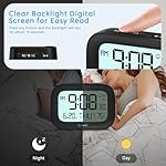 Geevon Small Digital Atomic Alarm Clock for Bedroom, Portable Battery Operated Travel Desk Clock for Heavy Sleepers, with 10s Backlight, Temperature, 3 Inch Display, Black - Image 5