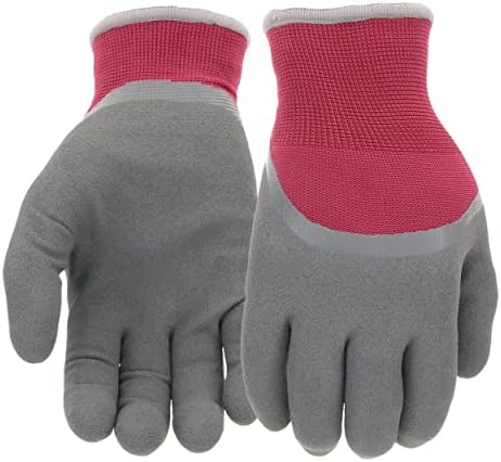 West Chester Women's Thermal Sandy Nitrile Dipped Winter Work Gloves, Acrylic Lined, Water Resistant, Abrasion Resistant, Cold Weather Protection, Red/Gray, Large (93066-WML)