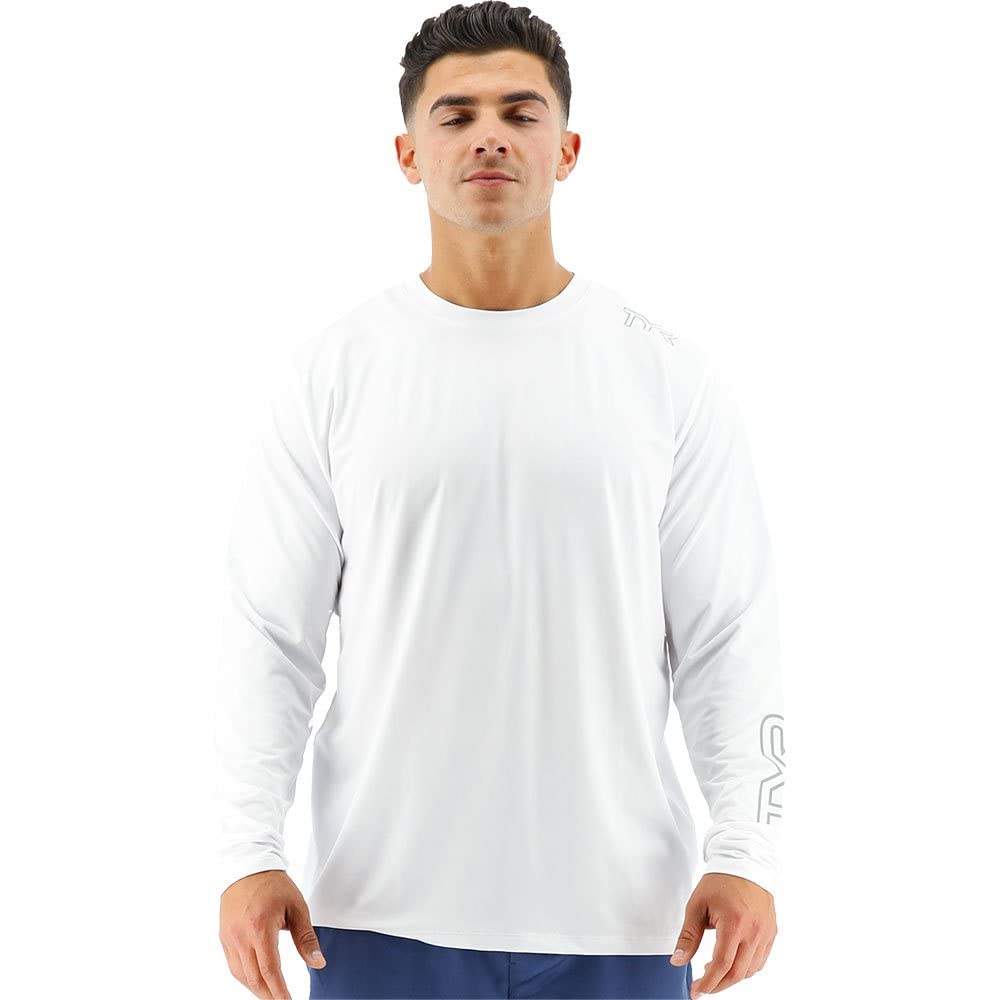 T-shirt performance TYR à manches longues blanc taille L protégeant du soleil - 7
