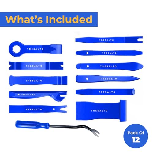 Image of Auto Trim Removal Tool Set - 12pcs (No Scratch Plastic Pry Kit) - Auto Trim Car Tools, Easy Door Panel Removal Tool for Fastener, Clip, Molding, Dashboards, Interior Tools (Pack of 2)
