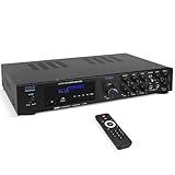 Pyle Bluetooth Audio Amplifier - Home Stereo Receiver with 5 Channels and Subwoofer Out - MP3/USB/SD - AUX - FM Radio - 2 Mic Inputs w/ Echo - VFD Display - Remote Control - PDA8BU