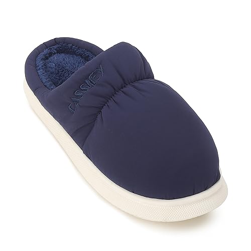 Image of CASSIEY Slippers for Mens Winter Home Indoor Outdoor Warm Thick Sole Waterproof down Cotton Slipper