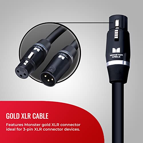 Monster Prolink Studio Pro 2000 Microphone Cable - Carbon-Infused Polymer, Microfiber Dielectric, Connector With 24K Gold Contacts, And Time Correct Multi-Gauge Wire Networks, 50 Ft. Cable #TOP4
