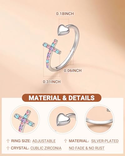 PINKDODO Adjustable Cross Rings for Daughter Granddaughter Easter Religious Confirmation Christian Gifts4