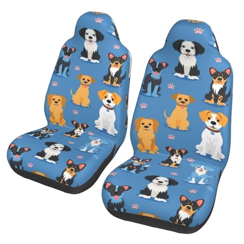 Mexpekil 2PCS Coprisedili per Auto con Cani Carini di Diverse Razze Protezione Completa per Sedili Auto Coprisedili Universali Accessori per Interni Auto per Uomini Donne
