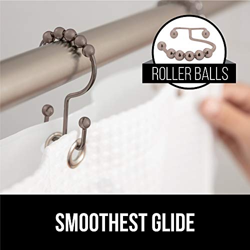 image for Gorilla Grip Premium Bathroom Shower Curtain and Liner Decorative Hook