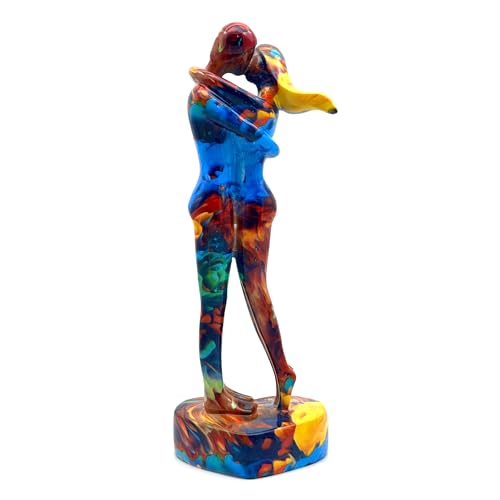 Estatua pareja abrazándose de resina 10.5 pulg miniatura 7