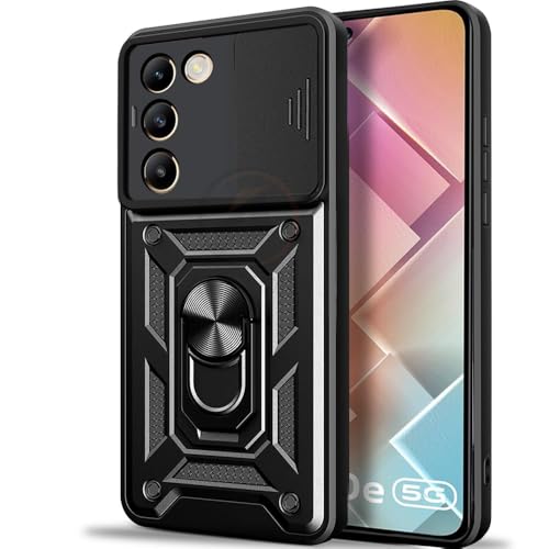 Image of AIBEX Back Cover for Vivo T3 5G / Vivo Y200E 5G | D10 Tough Armor Case | Sliding Camera Shield | 360 Protection | Kickstand Ring Holder | Military-Grade Shockproof Bumper Case