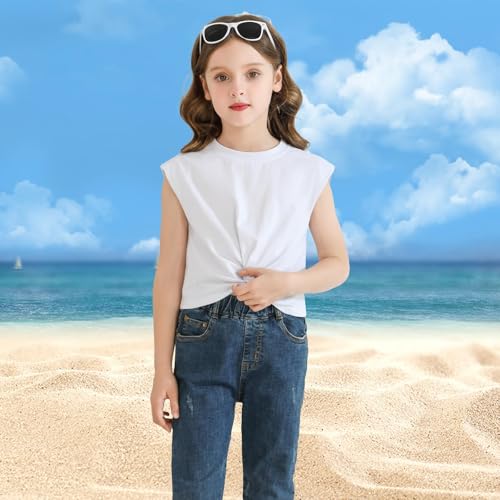 Image of Girls Twist Front Tunic T-Shirt Cute Short Sleeve Tees Summer Blouse for Girls 5-14 Years White