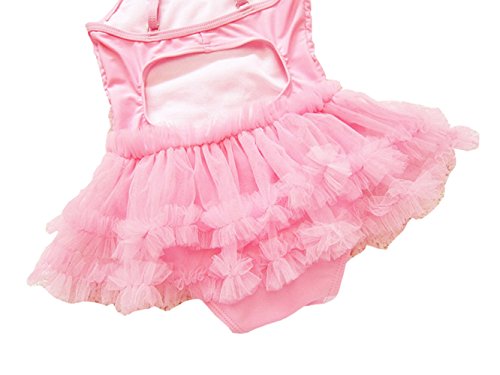 Taiycyxgan Girls Princess Lace Layer Swimsuit TuTu Dress One-Pieces Swimwear Tankini,Pink,Medium / 2-3 Years