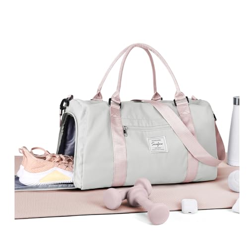 Image of Gym Bag Womens Mens with Shoes Compartment and Wet Pocket Travel Duffel Bag for Women for Plane Sport Gym Tote Bags Swimming Yoga Waterproof Weekend Overnight Carry on Bag Hospital Holdalls
