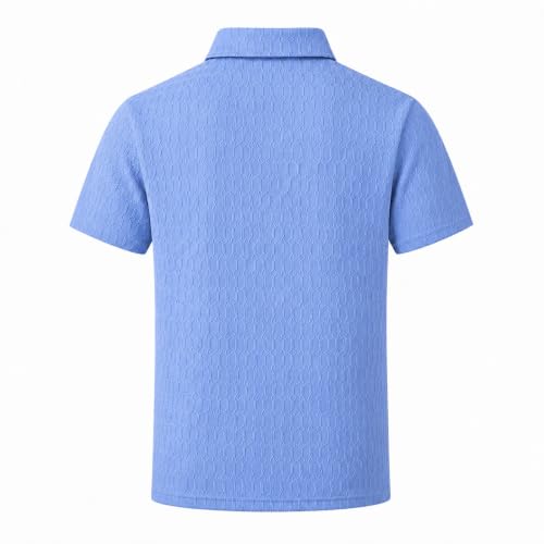 Polo para hombre texturizado manga corta, ligero y ajustado para verano, estilo casual para golf y playa miniatura 5