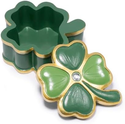 Amazon.com: ZAWUU Lucky Clover Jewelry Box — Enameled Four-Leaf Clover ...