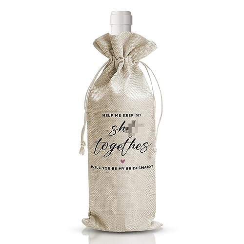 Maid of Honor Proposal Wine Bag Gift for Bridesmaid Help Me Keep My Sh*t Together Funny Bridesmaid and Maid of Honor Proposal Gift Bridal Shower,Engagement, Bachelorette Party Favor,Reusable Wine Bag