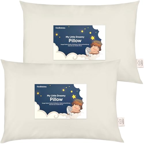 KeaBabies 2-Pack Toddler Pillow 13x18 Organic Cotton Clay