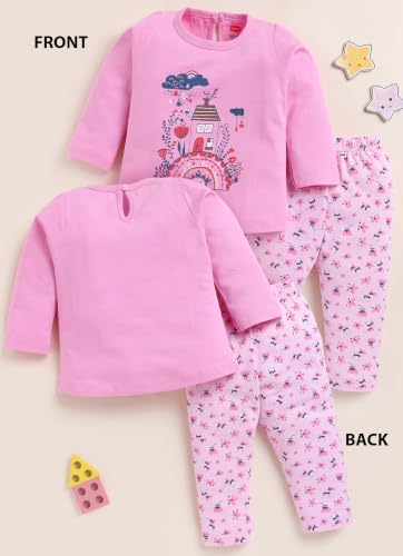 Image of LuvLap Baby Girls Regular Fit 100% Cotton Half Sleeves Girls Top CoSet Pack of 2